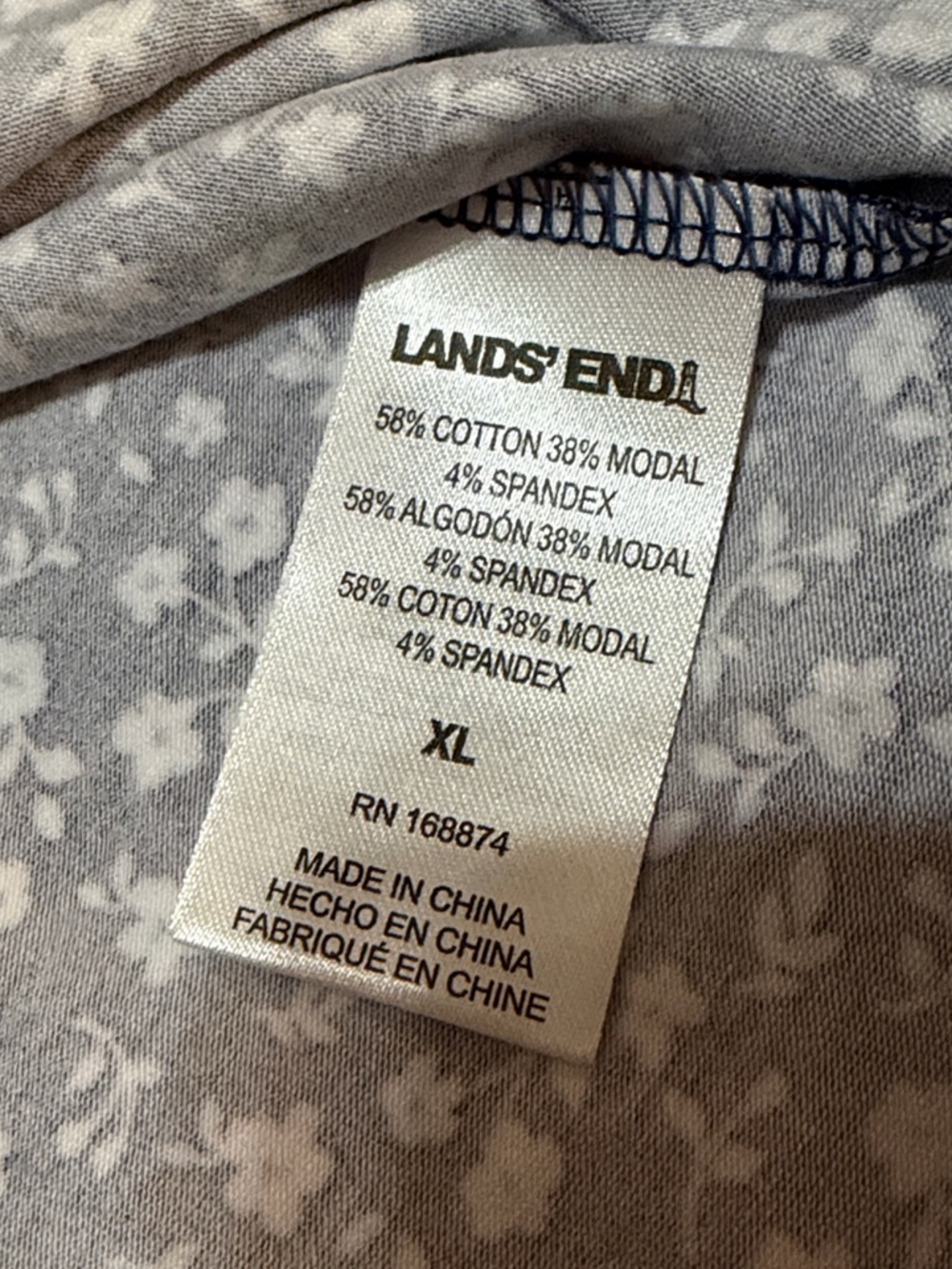 Lands’ End Pintuck 3/4 Sleeve Top XL NWT - Picture 4 of 5